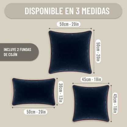 Cushion measurements made of soft velvet, in navy blue and maroon edge. With pipe edge